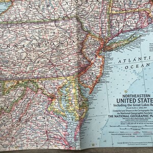 Mapa vintage do Nordeste dos Estados Unidos. Abril de 1959
