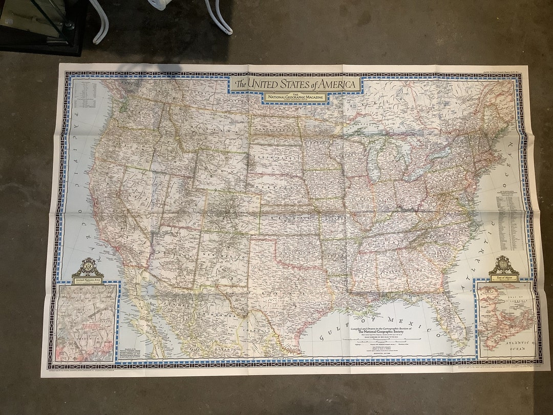 Beautiful Vintage Map United States of America 1946 - Etsy