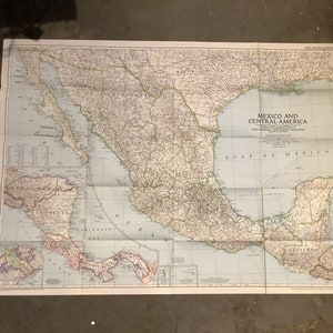 Vintage kaart Mexico en Midden-Amerika 1953