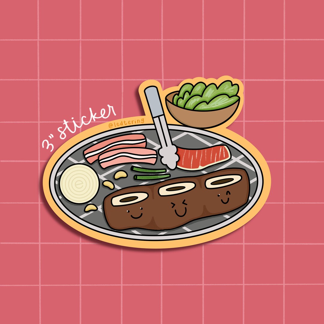 Korean BBQ Vinyl Sticker Korean Food Sticker Cute Etsy