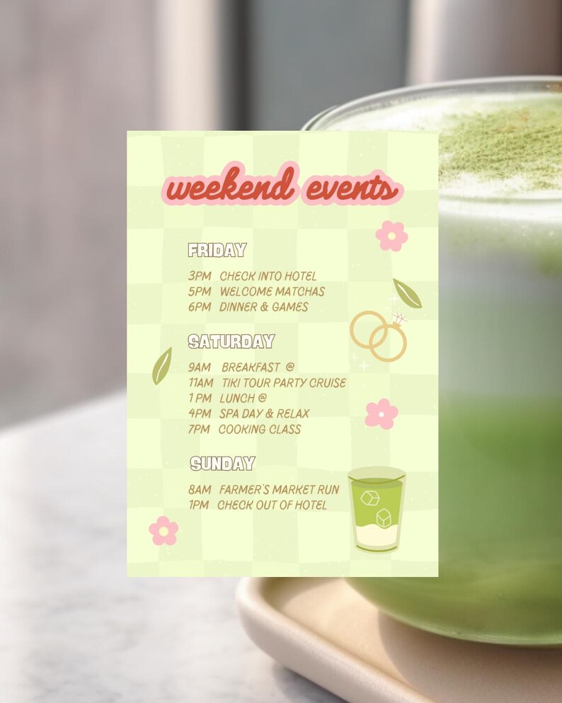 Matcha Weekend Perfect Matcha Bachelorette Party Invitation Template | Matcha Latte ...