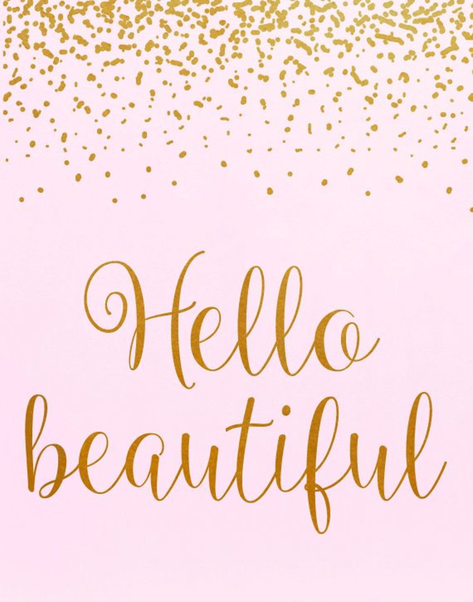 Hello Beautiful Printable Wall art Typography Print Gold Etsy