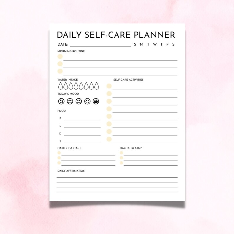 Daily Self Care Planner Printable | Printable Planner Inserts PDF ...
