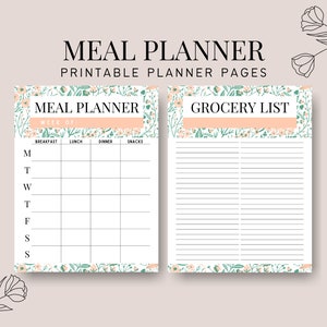 Wochenplaner & Einkaufsliste zum Ausdrucken | Printable Planer Einlagen PDF | Letter A4 A5 Happy Planner Printable Inserts