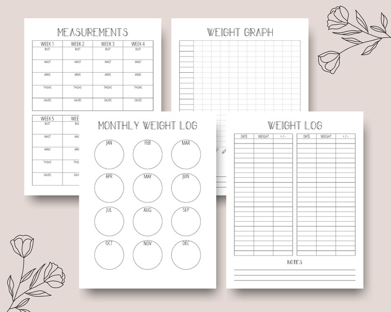 Fitness Planner Insert Printable | Printable Planner Inserts PDF ...