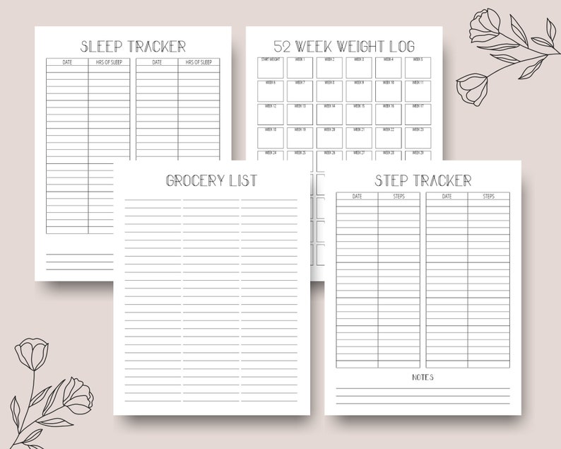 Fitness Planner Insert Printable Printable Planner Inserts Etsy