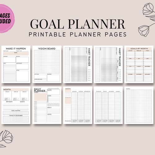 Goal Planner Printable Goal Setter Printable Inserts PDF Etsy
