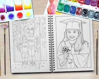 Custom Personalized Coloring Book, Turn Your Photos Into a Coloring Book, Printable Kids Coloring Pages, Photo to Coloring Page