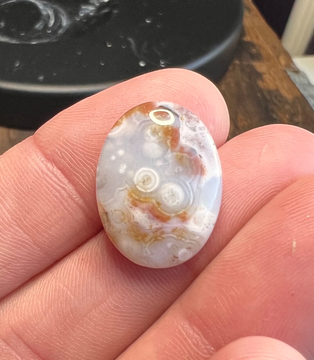Ocean Jasper Cabochon Rare White Ocean Jasper Orbicular Jasper