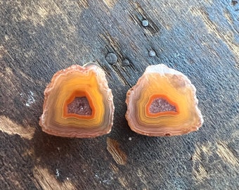 Stunning Malawi Geode Pair | Mini Agate Pair | Malawi Agate | Natural Agate Pair | 22mm | 40214