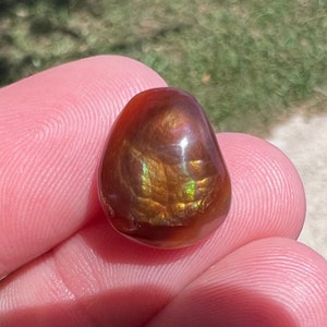Mexican Fire Agate Cabochon | All Natural Fire Agate Jewelry Supply | Small Rainbow Agate | 14mm | 8 Carats | Rare Agate Cab | 51818