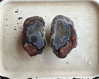 Beautiful Malawi Geode Pair | Mini Agate Pair | Malawi Agate | Natural Agate Pair in Frame | 38mm | 32417