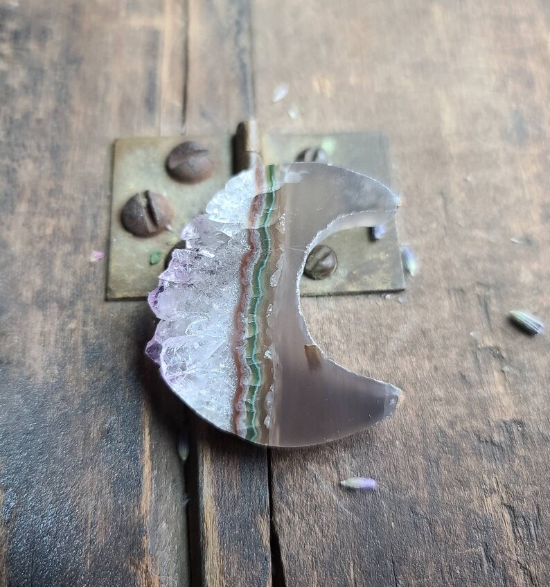 Amethyst Druzy Drusy Druzy 38mm Moon Shape Jewelry Supply Large Druzy Half Moon Cabochon Amethyst Moon 123M