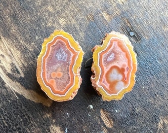 Collector Malawi Geode Pair | Mini Agate Pair | Malawi Agate | Natural Agate Pair in Frame | 33mm | 32415