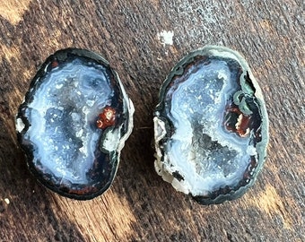 Gray Tabasco Geode Pair | Cab Supply | Natural Mexico Druzy Geode | Earring Supply | Cabochon | Baby Mini Micro Geode | 20mm | 103003