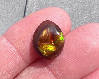 Mexican Fire Agate Cabochon | All Natural Fire Agate Jewelry Supply | Small Rainbow Agate | 14mm | 6 Carats | Rare Agate Cab | 50205