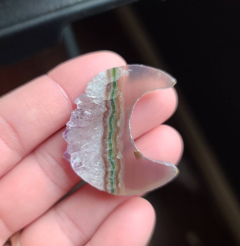 Amethyst Druzy Drusy Druzy 38mm Moon Shape Jewelry Supply Large Druzy Half Moon Cabochon Amethyst Moon 123M