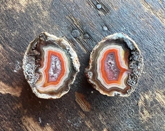 Stunning Malawi Geode Pair | Mini Agate Pair | Malawi Agate | Natural Agate Pair | 25mm | 40209