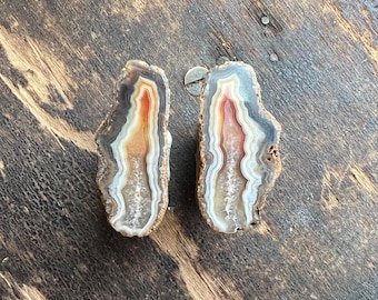 Beautiful Malawi Geode Pair | Mini Agate Pair | Malawi Agate | Natural Agate Pair | 40mm | 31903