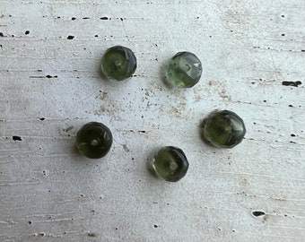 Moldavite Faceted Rondelle Beads | Genuine Moldavite 5.5x3mm | Meteorite | Tektite | Green Moldavite Czech | Quantity Five (5) | 31501