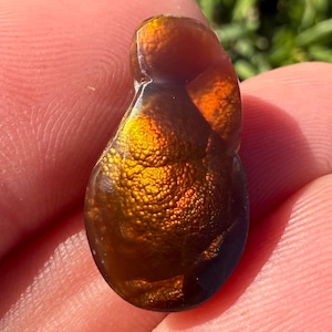 Mexican Fire Agate Cabochon | All Natural Fire Agate Jewelry Supply | Small Rainbow Agate | 20mm | 12 Carats | Rare Agate Cab | 30414