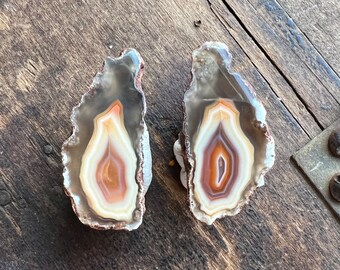 Amazing Malawi Geode Pair | Mini Agate Pair | Purple Malawi Agate | Natural Agate Pair | 41mm | 31306