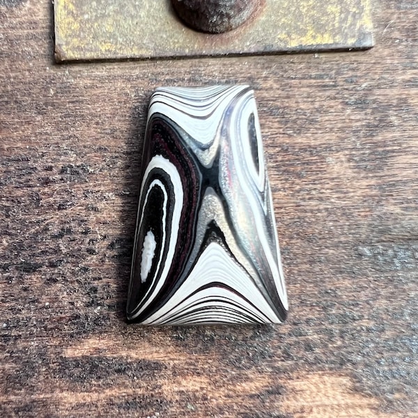 Fordite Cabochon | Detroit Agate Cab Material | Vintage Lapidary Supply | 21mm | 5.5 Carats | 62907