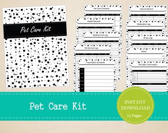 pet vaccine record printable pet care kit pet care etsy