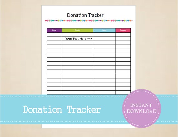 donation tracker budget and finance planner printable and editable instant pdf download donation tracker