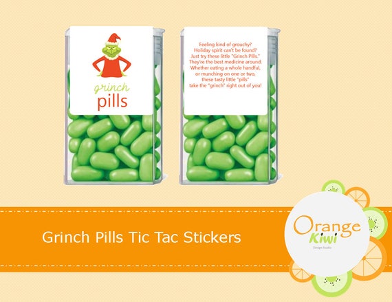 Grinch Pills Tic Tac Lables Grinch Pill Tic Tac Stickers | Etsy