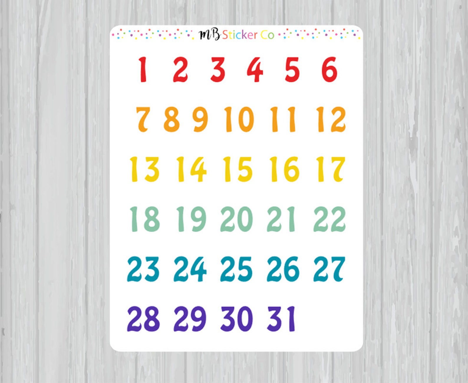 Colorful Date Numbers Stickers Date Cover Stickers Days of | Etsy