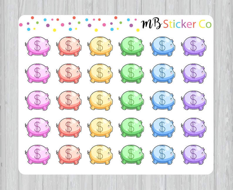 Piggy Bank Stickers Savings Tracker Stickers Planner | Etsy