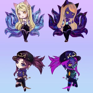 League of Legends KDA Acrylic Charms - Ahri | Akali | Evelynn | Kaisa