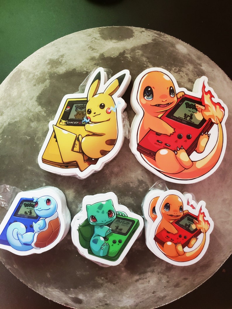 Pokemon Starter Gameboy Stickers Pikachu Squirtle Bulbasaur Charmander ...