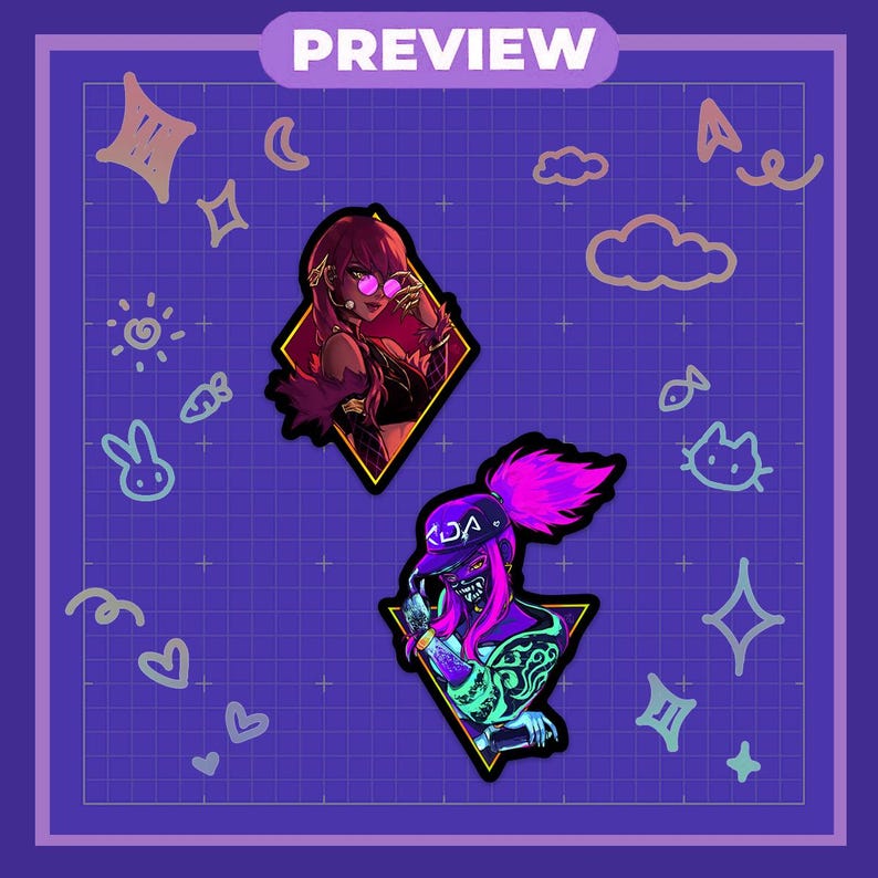 Lol K/DA Vinyl Stickers Ahri | Evelynn | Kaisa | Akali - Etsy