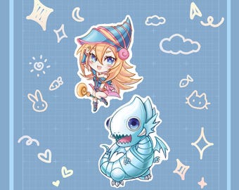 Dragón tonto de ojos azules / Chica maga oscura *Pegatinas de grado B