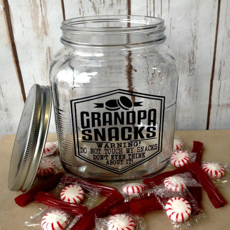 Grandpa Gift Funny Glass Snack Jar Etsy