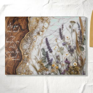 Wildflowers Glass Cutting Board | Scripture Verse Kitchen Decor