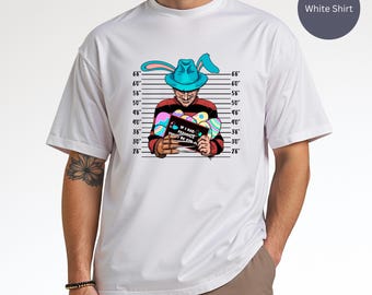 Camiseta con estampado de conejo de terror, camiseta gráfica de Pascua con humor negro