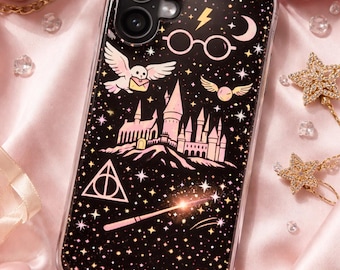 Pink Wizard Castle iPhone Case | Magical Stars, Owl, Wand (MagSafe)