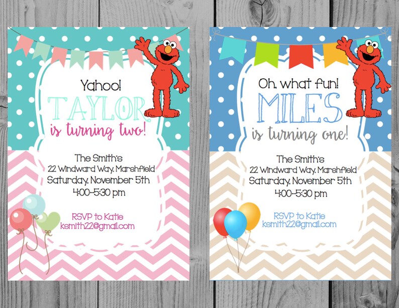 Custom Elmo Birthday Invitation Elmo Party Sesame Street Party Etsy
