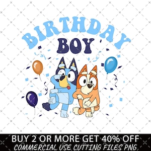 Anniversaire bleu garçon Png, Blue Dog Png, Bundle Png dessin animé anniversaire, Sublimation magique d'anniversaire, PNG Bluey, Mon anniversaire Png, fête d'anniversaire