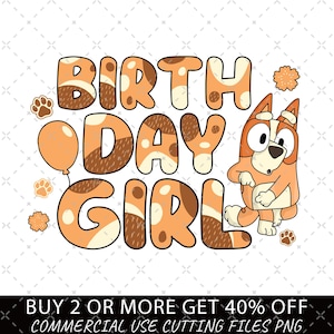 Anniversaire bluey girl Png, Blue Dog Png, Bundle Png dessin animé anniversaire, Sublimation magique d'anniversaire, PNG Bluey, Mon anniversaire Png, fête d'anniversaire