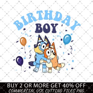 Anniversaire bleu garçon Png, Blue Dog Png, Bundle Png dessin animé anniversaire, Sublimation magique d'anniversaire, PNG Bluey, Mon anniversaire Png, fête d'anniversaire