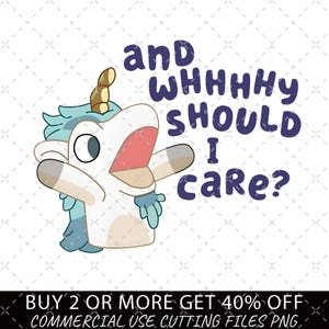 Unicorse なぜ電話をすべきか PNG、Bluey Funny PNG、Bluey Family PNG、デカール ファイル、ビニール ステッカー、車のイメージ、そしてなぜ気にすべきか PNG