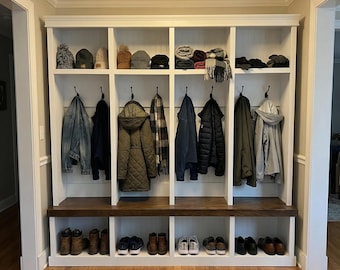 Custom Mudroom Locker Hall Tree, Mudroom Storage Bench, Entryway Bench with Storage, Amish Built Solid Wood