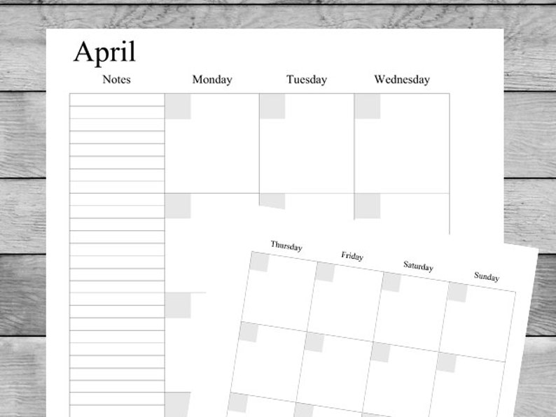 Letter Size Printable Monthly Planner Inserts on a 2 Page Etsy