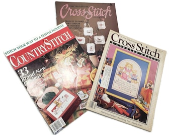3 Vintage Cross Stitch Magazines Lot, For the Love of Cross Stitch, Vintage Cross Stitch Patterns & Charts, Country Stitch Magazine