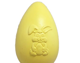 Vintage Easter Egg Blow Mold, 1998 Grand Venture Blow Mold, Yellow Easter Egg, Bunny Rabbit Easter Egg 12 in, Spring Yard Art Plastic Egg