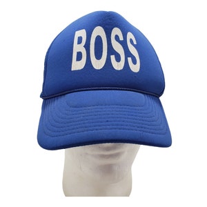 Vintage BOSS Mesh Trucker Hat, Funny Snapback Hat, Blue Trucker Cap, Work Humor Statement Hat, Vintage Cobra Brand Trucker Hat, 80s Snapback